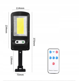 LAMPA SOLARNA 100W COB CZUJNIKI + UCHWYT + PILOT