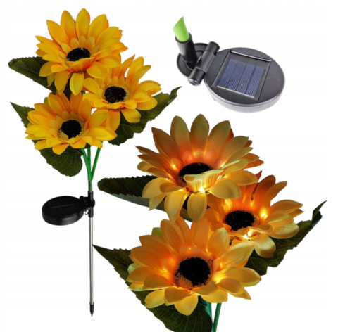 2XLAMPA LED 3 SŁONECZNIKI SOLARNA WBIJANA OGRODOWA SOLAR LAMPKA OZDOBA75cm 2XLAMPA LED 3 SŁONECZNIKI SOLARNA WBIJANA OGRODOWA SOLAR LAMPKA OZDOBA75cm