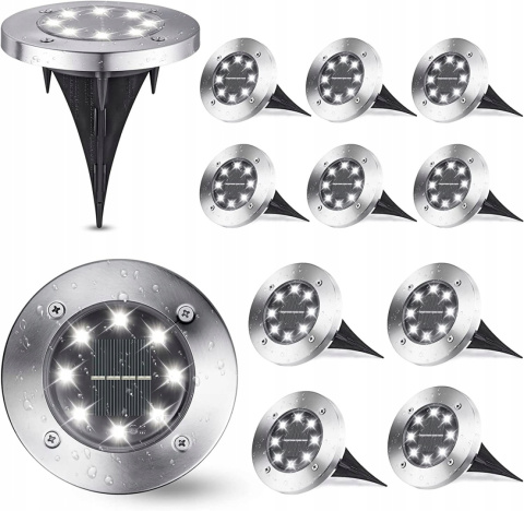 LED 12x LAMPA SOLARNA OGRODOWA LAMPKI GRUNTOWE DYSK NAJAZDOWE ZESTAW ZIMNE LED 12x LAMPA SOLARNA OGRODOWA LAMPKI GRUNTOWE DYSK NAJAZDOWE ZESTAW ZIMNE