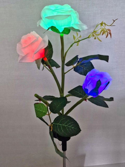Lampa Solarna Wbijana RÓŻA LED Do Ogrodu Kwiat SOLARNY zmienia kolory RGB Lampa Solarna Wbijana RÓŻA LED Do Ogrodu Kwiat SOLARNY zmienia kolory RGB