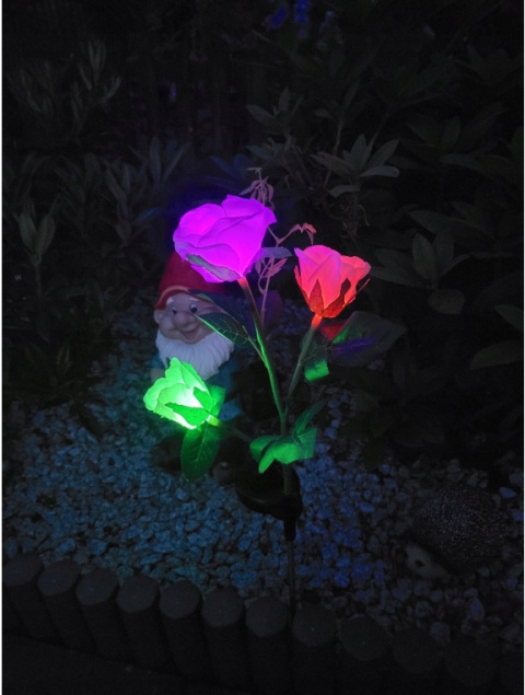 Lampa Solarna Wbijana RÓŻA LED Do Ogrodu Kwiat SOLARNY zmienia kolory RGB Lampa Solarna Wbijana RÓŻA LED Do Ogrodu Kwiat SOLARNY zmienia kolory RGB