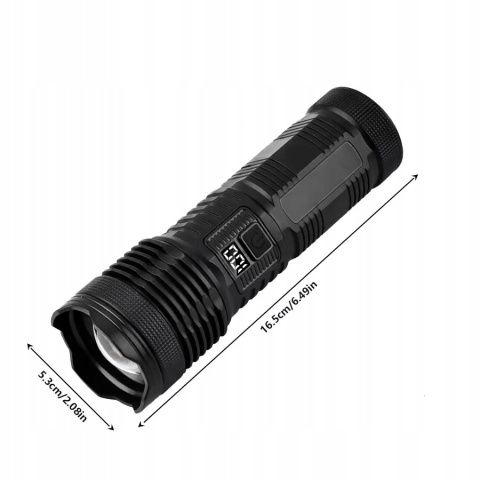 Latarka LED Taktyczna ZOOM Akumulatorowa Mocna Wojskowa Wodoodporna USB Latarka LED Taktyczna ZOOM Akumulatorowa Mocna Wojskowa Wodoodporna USB