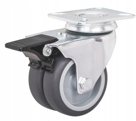 KOŁO SKRETNE Z HAMULCEM 50 mm 70 kg TANDEM ZESTAW NIEBRUDZĄCE CIHCE MOCNE