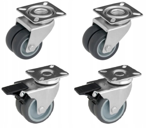 KOŁO SKRETNE Z HAMULCEM 50 mm 70 kg TANDEM ZESTAW NIEBRUDZĄCE CIHCE MOCNE