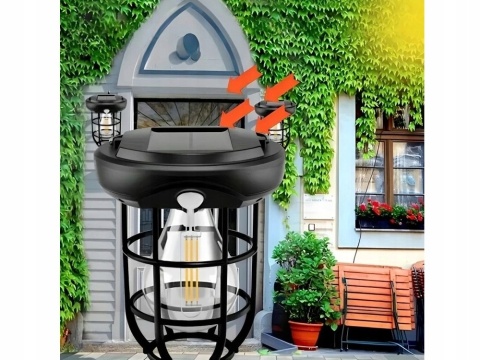Lampa VINTAGE LAMPION KINKIET SOLARNY E27 LOFT RETRO ŻARÓWKA CAMPING LED Lampa VINTAGE LAMPION KINKIET SOLARNY E27 LOFT RETRO ŻARÓWKA CAMPING LED