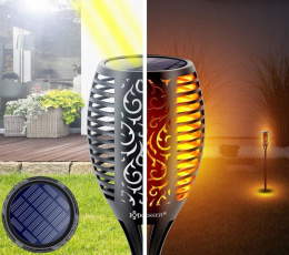 NAJWIĘKSZA POCHODNIA SOLARNA XXL LAMPA LED OGRODOWA PŁOMIEŃ WBIJANA 78cm