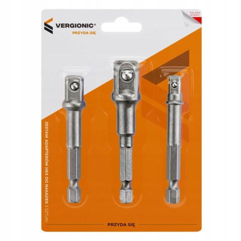 Zestaw nasadek ADAPTERY HEX klucze kpl 3 szt