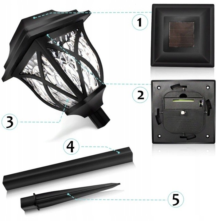 LAMPA SOLARNA OGRODOWA WBIJANA LATARENKA LED 6SZT Liczba sztuk 6 szt.