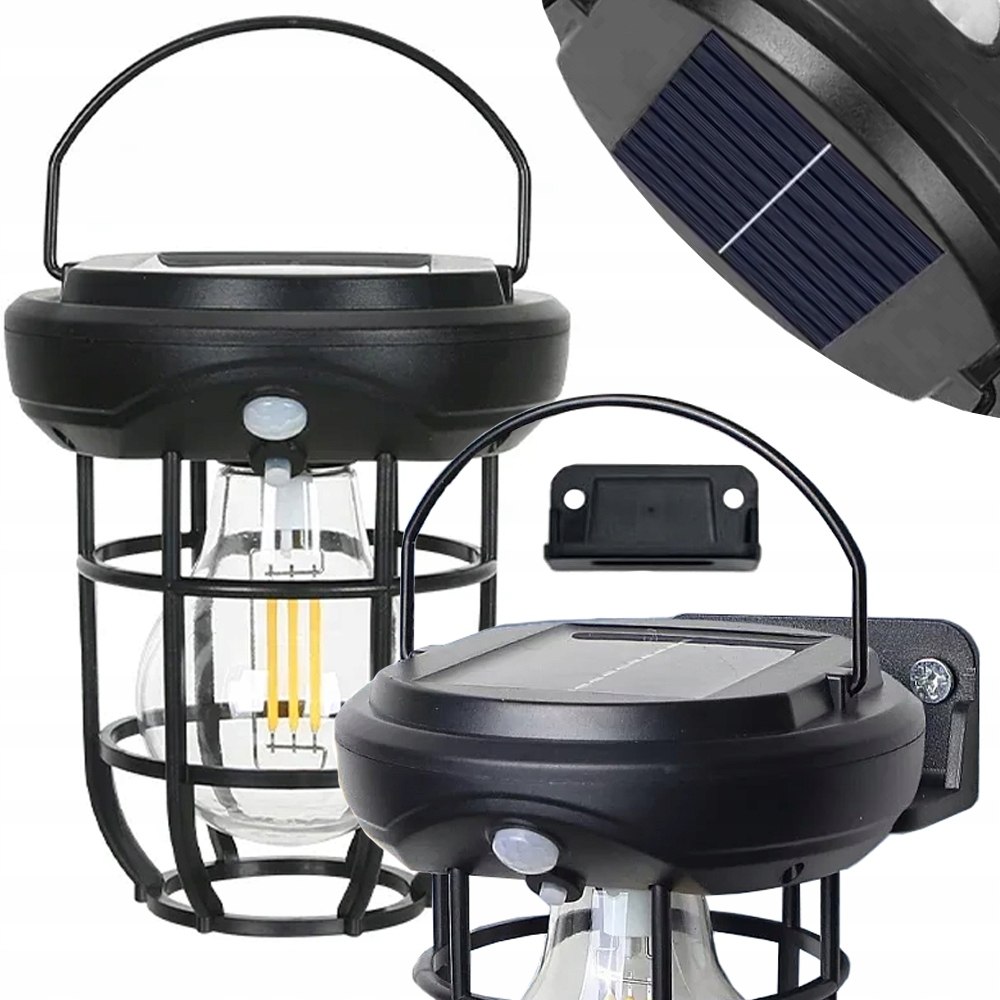 Lampa wisząca stojąca LAMPION KINKIET SOLARNY E27 LOFT filament LED z PIR Kod producenta 1693