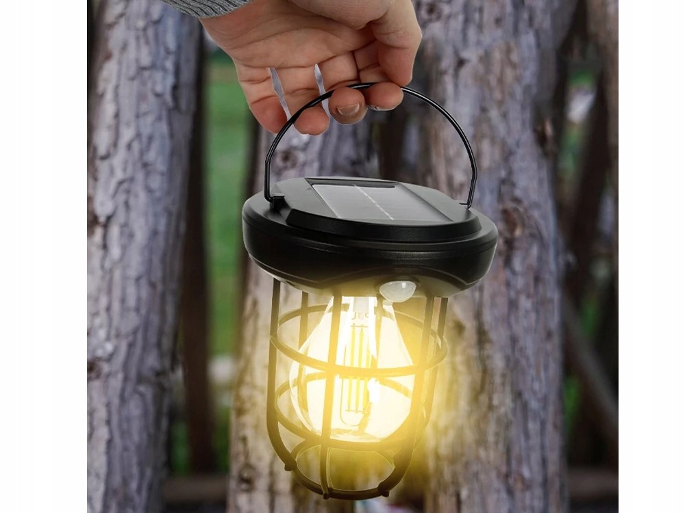 Lampa wisząca stojąca LAMPION KINKIET SOLARNY E27 LOFT filament LED z PIR Długość wbijanego grota 0 cm