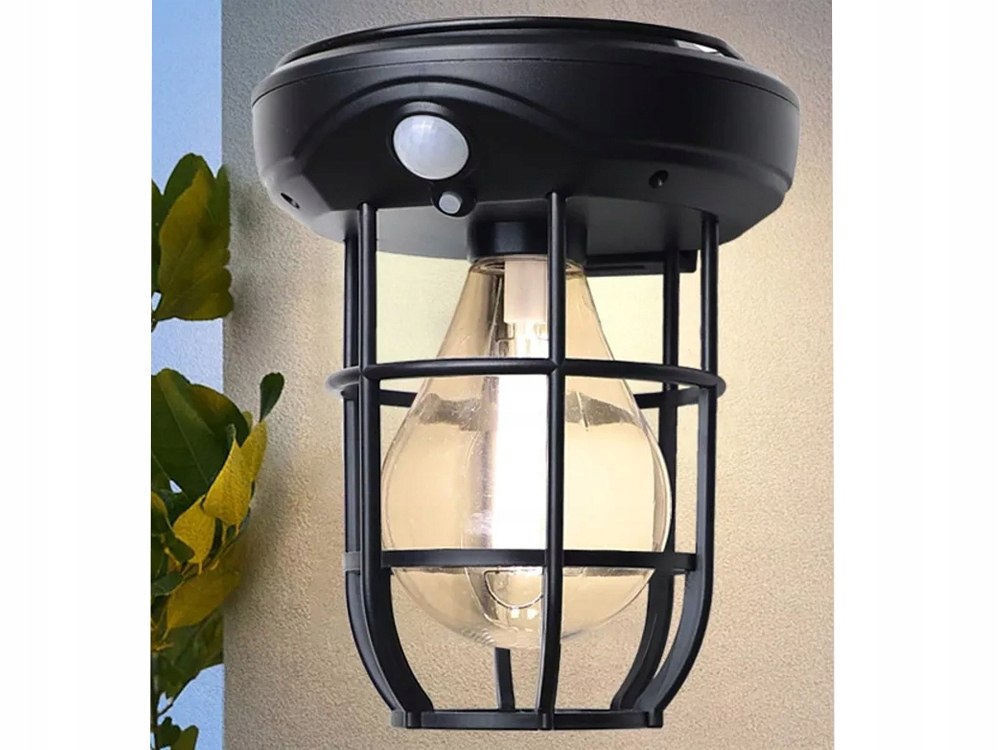 Lampa wisząca stojąca LAMPION KINKIET SOLARNY E27 LOFT filament LED z PIR Barwa światła biały ciepły