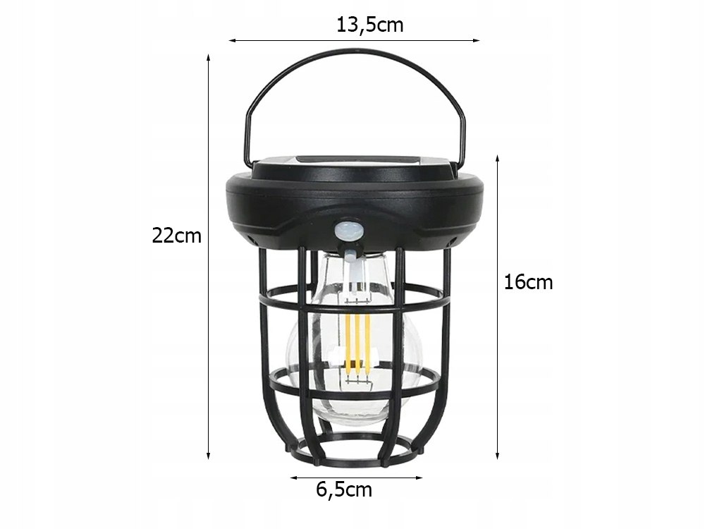 Lampa wisząca stojąca LAMPION KINKIET SOLARNY E27 LOFT filament LED z PIR Waga produktu z opakowaniem jednostkowym 1 kg