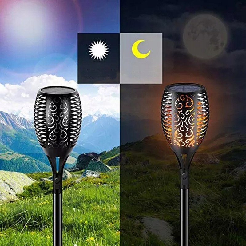 LAMPA SOLARNA LED POCHODNIA EFEKT PŁOMIENIA OGIEŃ Długość wbijanego grota 11 cm