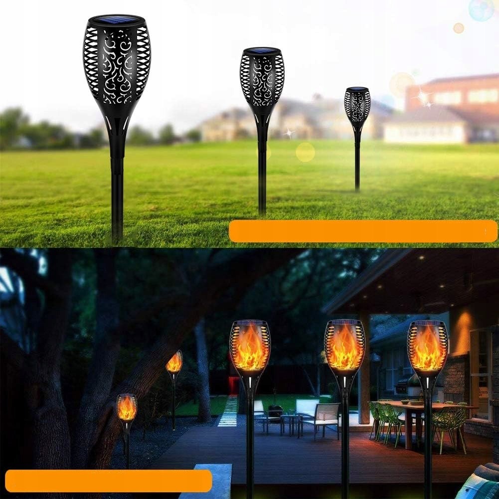 DUŻA POCHODNIA SOLARNA XXL LAMPA LED OGRODOWA PŁOMIEŃ OGIEŃ WBIJANA 78cm Wysokość całkowita 78 cm